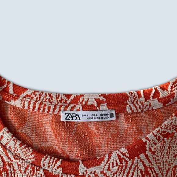Zara Orange Patterned Tank Style Top - Picture 3 of 4
